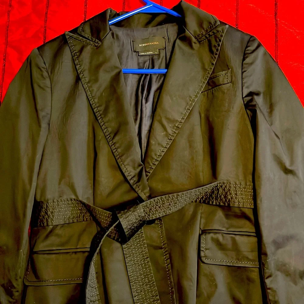 BCBGMAXAZRIA black lined blazor large two welt pockets cotton spandex - Picture 4 of 9